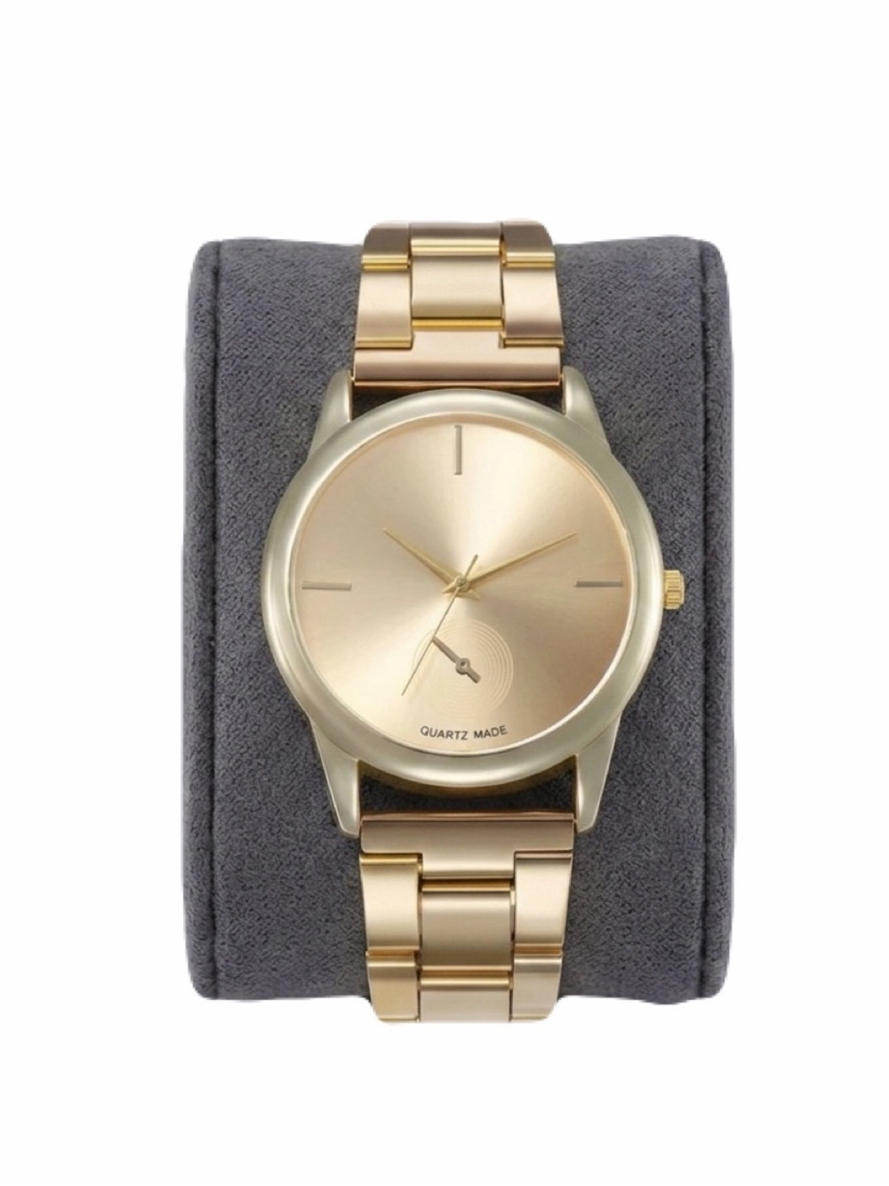 New Luxury Gold Unisex Minimalist Round Pointer Quartz Made Chain Link Watch